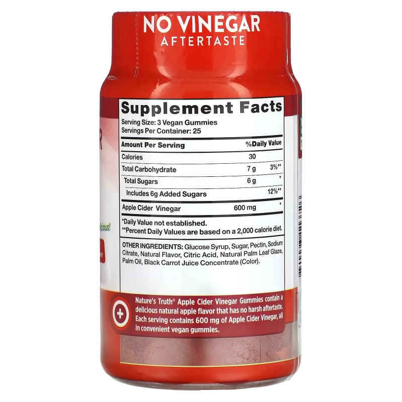 Nature's Truth, Apple Cider Vinegar, Natural Apple, 200 mg, 75 Vegan Gummies