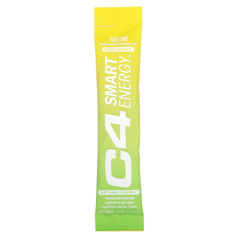 Cellucor, C4 Smart Energy Drink Mix, Yuzu Lime, 14 Sticks, 0.14 oz (3.9 g) Each