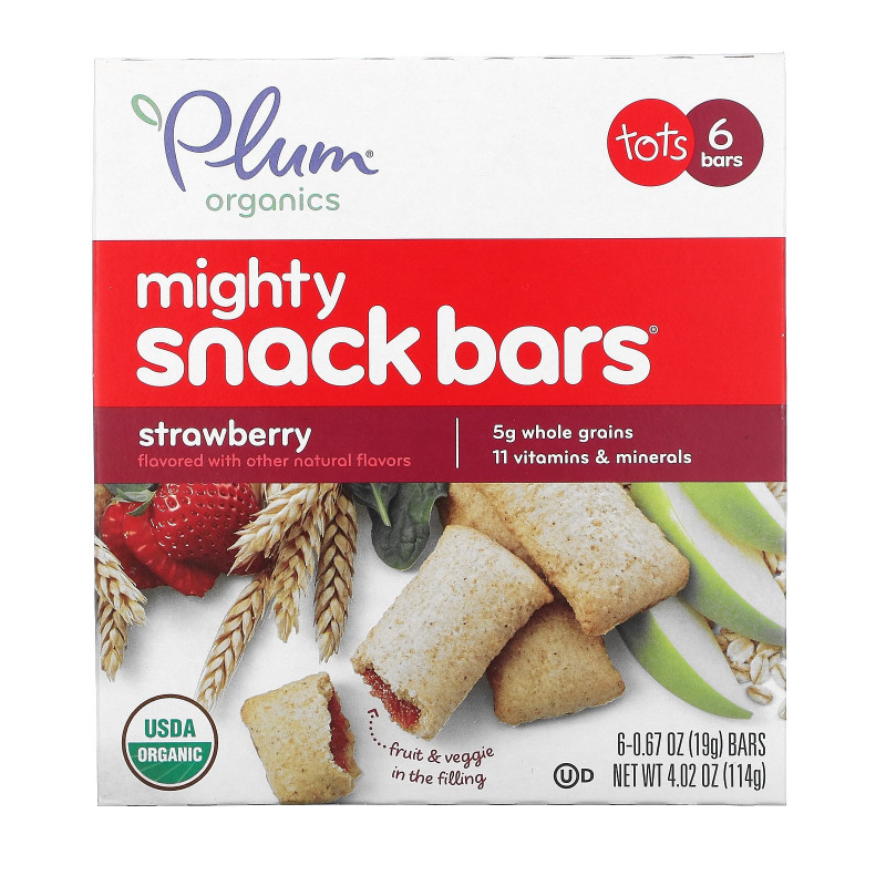 Plum Organics Mighty 4 Essential Nutrition Bar Strawberry with Spinach 6 Bars .67 oz (19 g)