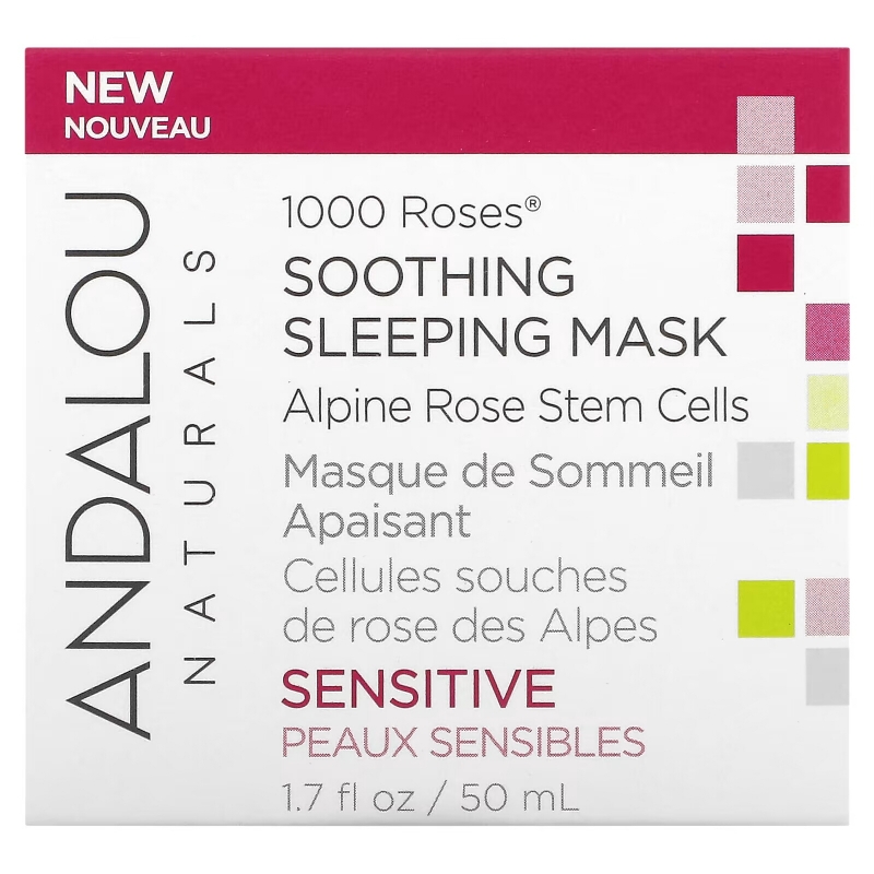 Andalou Naturals, 1000 Roses, успокаивающая маска для сна, для чувствительной кожи, 50 мл (1,7 жидк. Унции)