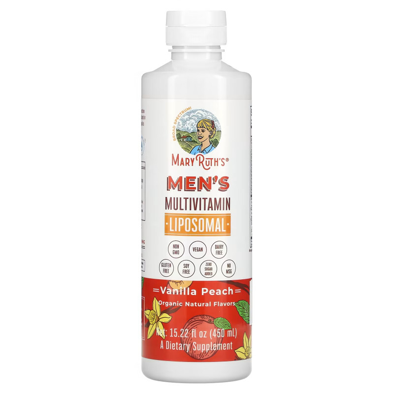 MaryRuth Organics, Men's Multivitamin Liposomal, Vanilla Peach, 15.22 fl oz (450 ml)