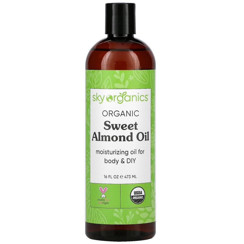 Sky Organics, Sweet Almond Oil, 100% Pure Organic, 16 fl oz (473 ml)