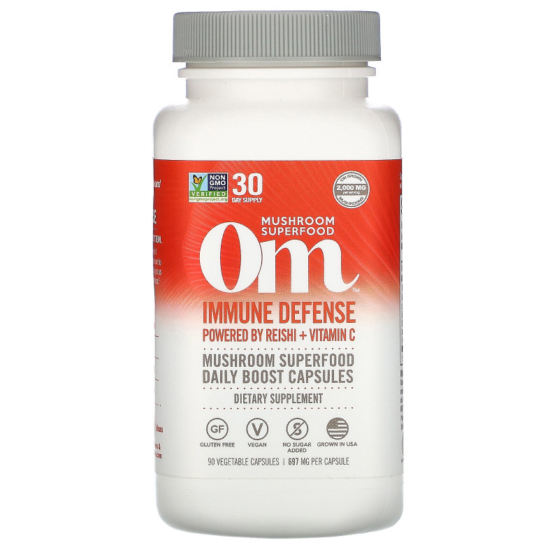 Organic Mushroom Nutrition, Иммунная защита, на основе рейши + витамина С, 697 мг, 90 вегетарианских капсул