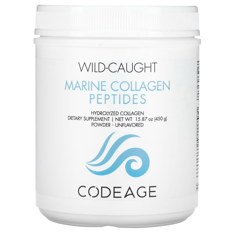 Codeage, пептиды морского коллагена из рыбы дикого улова, гидролизованный коллаген, без добавок, 450 г (15,87 унции)