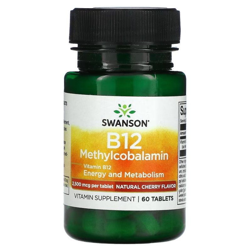 Swanson, B12, Methylcobalamin, Cherry, 60 Tablets