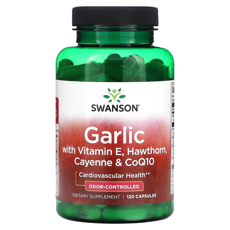 Swanson, Garlic with Vitamin E, Hawthorn, Cayenne & CoQ10, 120 Capsules