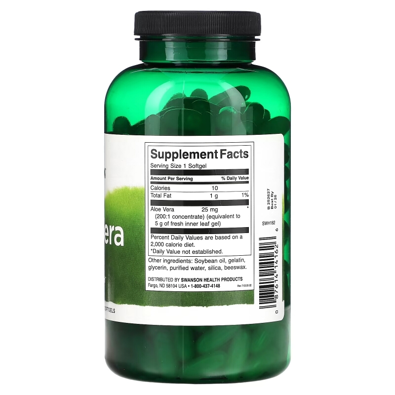 Swanson, Aloe Vera, 25 mg, 300 Softgels