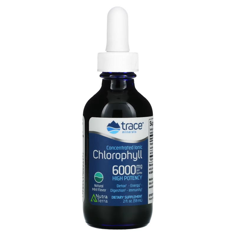 Trace Minerals ®, Concentrated Ionic Chlorophyll, Natural Mint, 6,000 mg, 2 fl oz (59 ml)