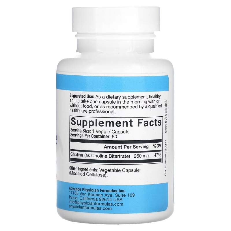 Advance Physician Formulas Inc. Choline Bitartrate 650 mg 60 Capsules