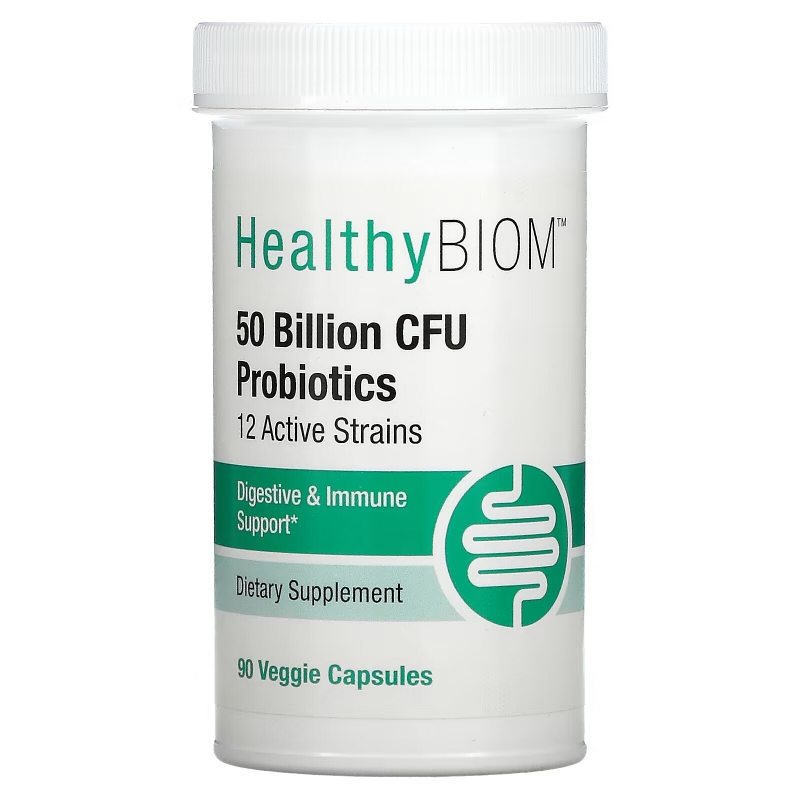 HealthyBiom, High Potency Probiotics, 50 Billion CFUs, 90 Veggie Capsules
