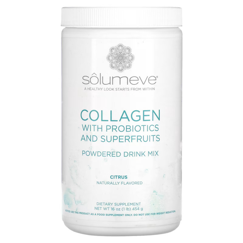 Solumeve, Radiant Beauty, Grass-Fed Collagen, Probiotics & Superfruits Powdered Drink Mix, Citrus, 16 oz (454 g)
