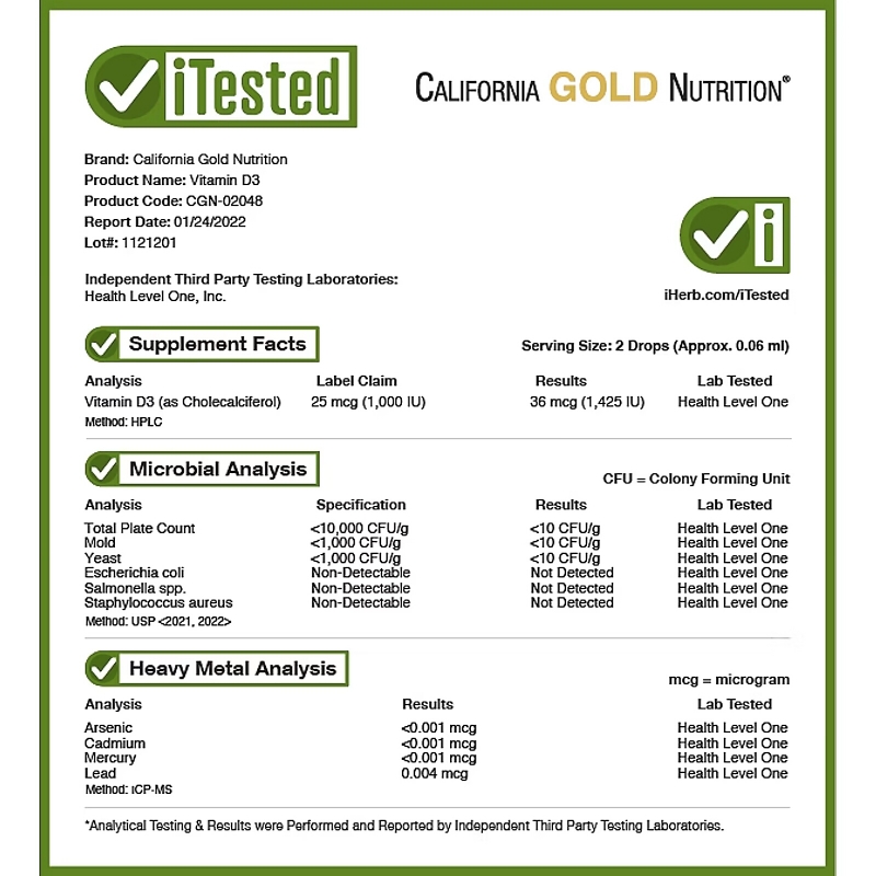 California Gold Nutrition, витамин D, 25 мкг (1000 МЕ), 30 мл (1 жидк. унция)