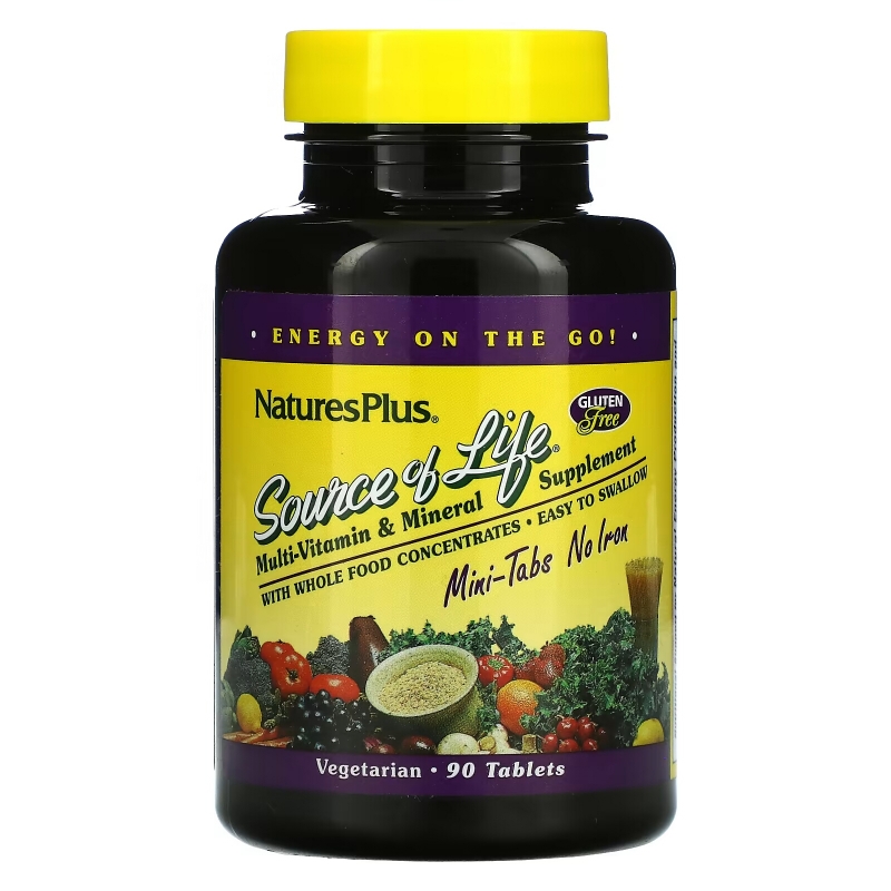 NaturesPlus, Source Of Life, Multi-Vitamin & Mineral Supplement, No Iron, 90 Mini-Tablets